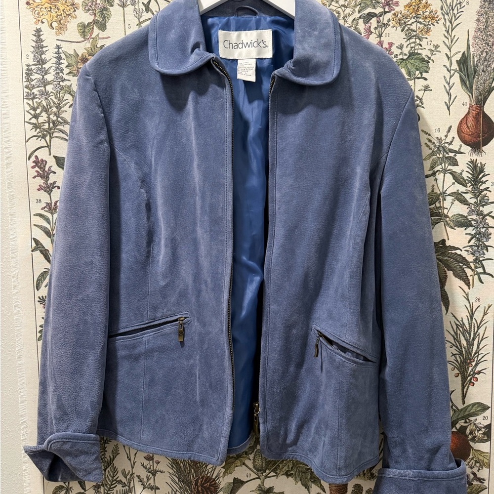 Vintage Blue Suede Leather Jacket